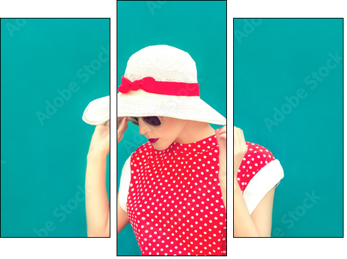 portrait of a sensual girl in vintage style - Three-piece canvas, Triptych