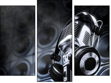 Microphone and headphones - Three-piece canvas, Triptych