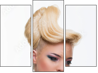 Girl with fancy hairstyle and makeup - Three-piece canvas, Triptych