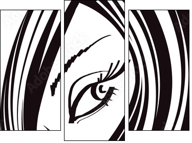 Female beauty icon in Black and White - Three-piece canvas, Triptych