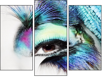 Beautiful woman face with perfect make up - Three-piece canvas, Triptych