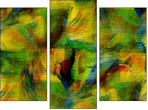 seamless cubism green, yellow abstract art Picasso texture water - Three-piece canvas, Triptych
