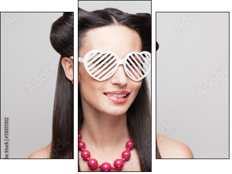 Pin Up model in heart shaped sunglasses - Three-piece canvas, Triptych