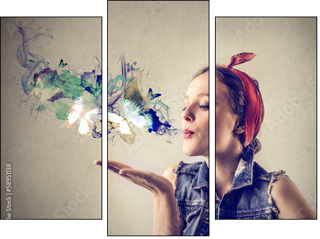 Wonderful Kiss - Three-piece canvas, Triptych