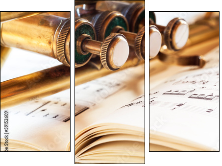 Dettaglio tromba con spartito - Three-piece canvas, Triptych