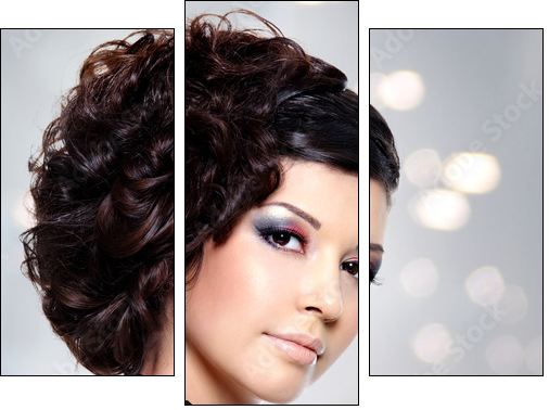 Young beautiful woman with modern hairstyle - Three-piece canvas, Triptych