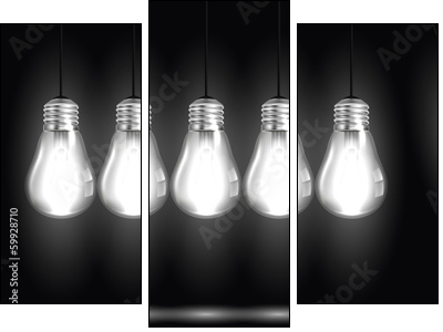 Idea concept with light bulbs in illustration vector - Three-piece canvas, Triptych