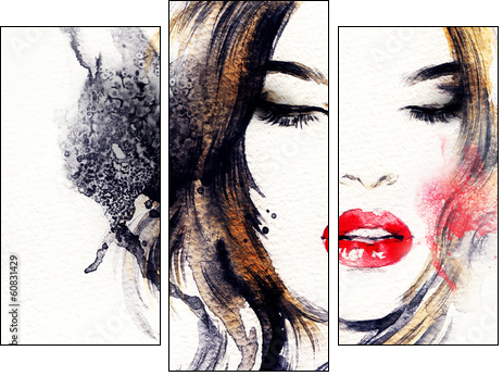 abstract  woman portrait - Three-piece canvas, Triptych