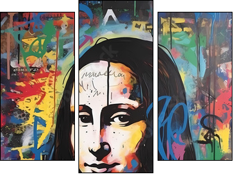 Mona Lisa | Graffiti | Pop Art - Three-piece canvas, Triptych
