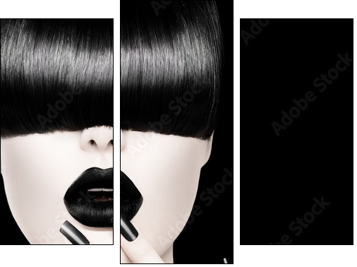 High Fashion Black and White Model Girl Portrait - Three-piece canvas, Triptych