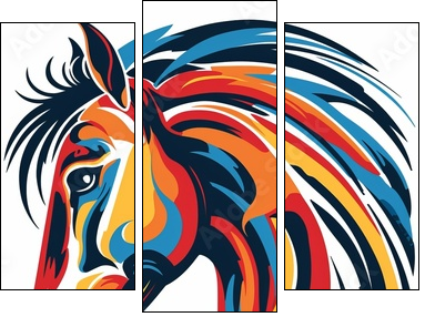 Abstract horse illustration. - Three-piece canvas, Triptych