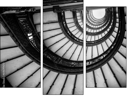 Low angle view of spiral staircase, Chicago, Cook County, Illino - Three-piece canvas, Triptych