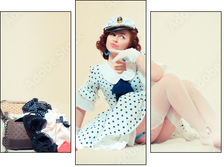 Pin-up girl. American style - Three-piece canvas, Triptych