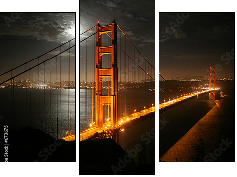 golden gate - Three-piece canvas, Triptych