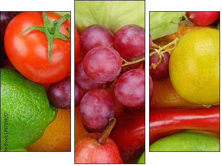 bright background  of vegetables and fruits - Three-piece canvas, Triptych