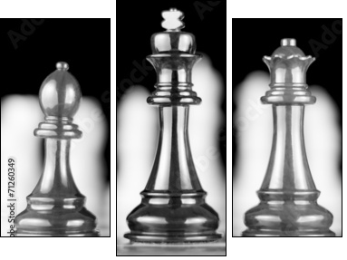 Four chess piece - Three-piece canvas, Triptych