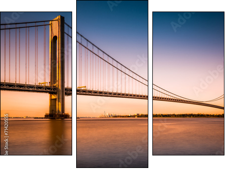 Verrazano-Narrows Bridge at sunset as viewed from Long Island - Three-piece canvas, Triptych