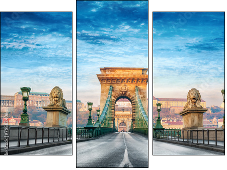Chain bridge Budapest Hungary - Three-piece canvas, Triptych