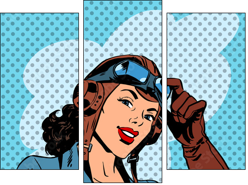 Pin up girl pilot aviation army beauty pop art retro - Three-piece canvas, Triptych