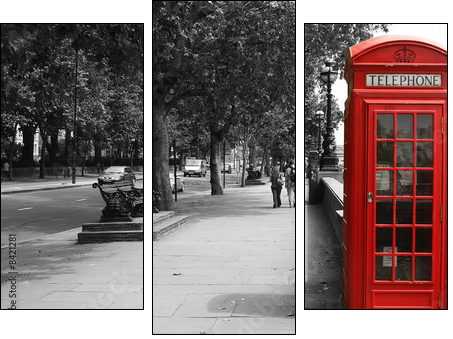 London Telephone Booth - Three-piece canvas, Triptych