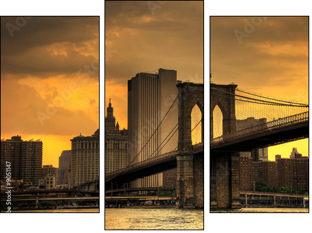brooklyn bridge sunset - Three-piece canvas, Triptych