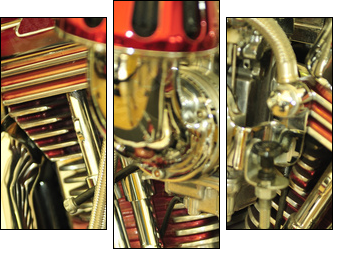 Ultra clean bike's motor - Three-piece canvas, Triptych