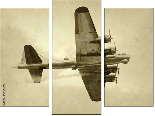World War II era American bomber - Three-piece canvas, Triptych