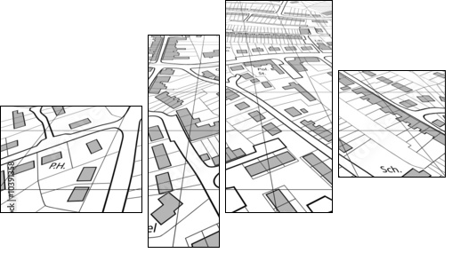 Angled map - Four-piece canvas, Fortyk