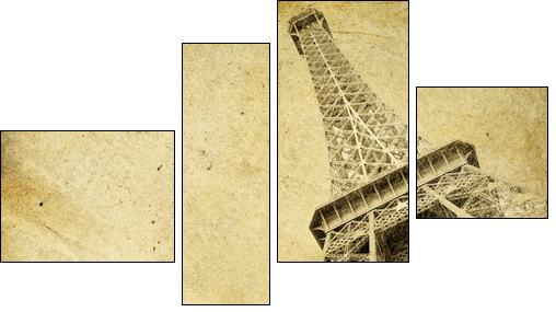 vintage paper with eiffel tower - Four-piece canvas, Fortyk