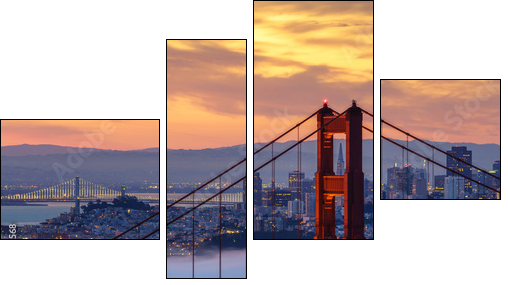 Early morning low fog at Golden Gate Bridge - Four-piece canvas, Fortyk