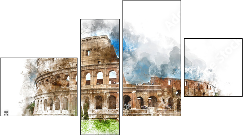 Watercolor painting of the Colosseum, Rome - Four-piece canvas, Fortyk