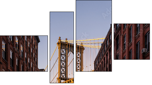 Manhattan Bridge viewed from Brooklyn street - Four-piece canvas, Fortyk