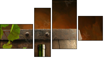 Red wine, grapevine and cask - Four-piece canvas, Fortyk