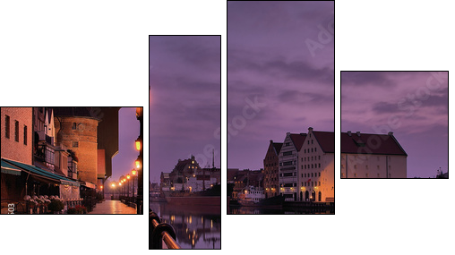 Riverside of GdaÅsk at dawn. - Four-piece canvas, Fortyk