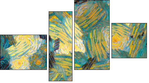 Varicoloured texture from oil paints - Four-piece canvas, Fortyk