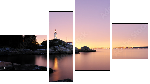 Point Atkinson Lighthouse in West Vancouver, Long Exposure - Four-piece canvas, Fortyk