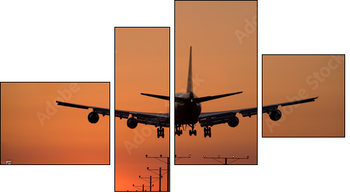 sunset jet landing 3 - Four-piece canvas, Fortyk