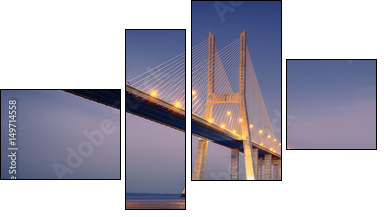 sunrise on Vasco da Gama bridge - Four-piece canvas, Fortyk