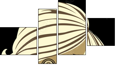 Beautiful girl with long hair and a tattoo - Four-piece canvas, Fortyk