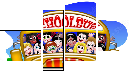 Scuola Bus-School Bus-Autobus Ã©cole - 3 - Four-piece canvas, Fortyk