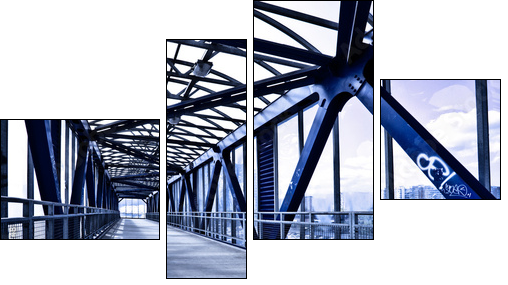 Blue corridor and stairs - Four-piece canvas, Fortyk
