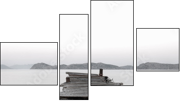 Jetty into a Mountain Lake - Four-piece canvas, Fortyk