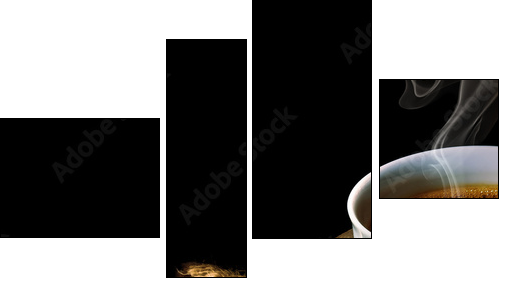 Coffee isolated on black - Four-piece canvas, Fortyk