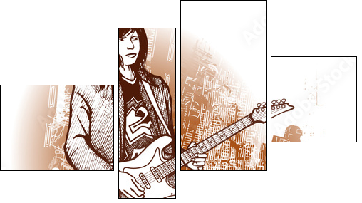 guitarist on grunge background - Four-piece canvas, Fortyk