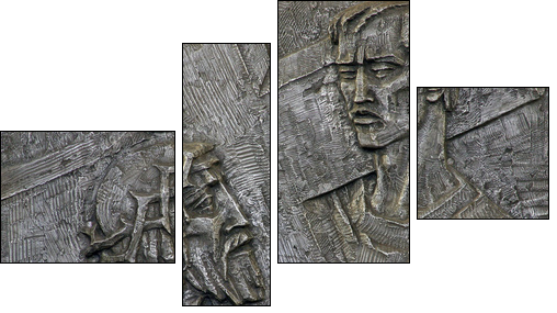 5th Station of the Cross - Simon of Cyrene carries the cross - Four-piece canvas, Fortyk