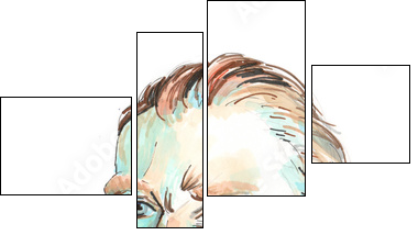 Hand drawn aquarelle colorful illustration. Watercolor artwork. Portrait of a man. Vincent Willem van Gogh. - Four-piece canvas, Fortyk