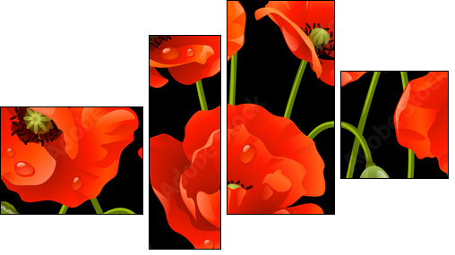 Seamless background: poppy - Four-piece canvas, Fortyk