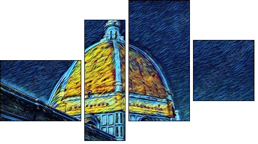 Florence Cathedral in Tuscany, Italy. Italian architecture. Big size oil painting fine art. Van Gogh style impressionism drawing artwork. Creative artistic print for canvas or poster. - Four-piece canvas, Fortyk