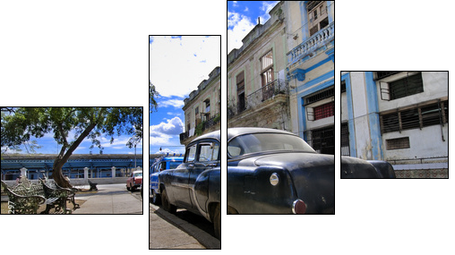 Havana Street with Oldtimer - Four-piece canvas, Fortyk