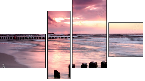 Calmness.Beautiful sunset at Baltic sea. - Four-piece canvas, Fortyk